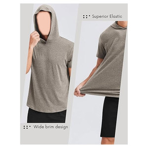 เสื้อฮู้ดแขนสั้นผู้ชาย เสื้อยิม น้ำหนักเบา แห้งเร็ว เสื้อฮู้ดออกกำลังกายสำหรับออกกำลังกาย ฟิตเนส เทรนนิ่ง วิ่ง - Product Image 6