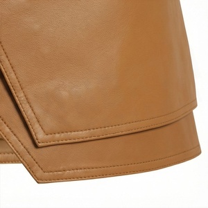 Women High Waist Leather <b>Wrap</b> Mini <b>Skirt</b> With Belt Buckle Design Solid Color All Seasons Style - Product Image 6
