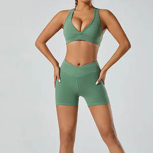 Sujetador deportivo elástico de cuatro vías personalizado para mujer, top deportivo liso, ropa de gimnasio, fitness, entrenamiento, sujetador deportivo sin espalda cruzada para mujer - Product Image 3