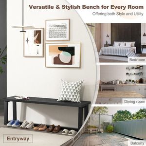 Panca da Pranzo Regolabile in Legno con Telaio in Metallo e Piedini, Elegante Set per Sala da Pranzo - Product Image 6