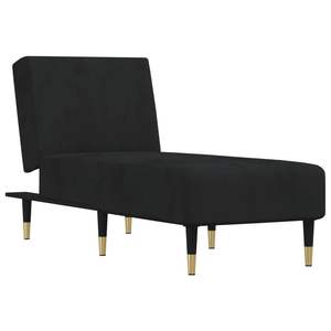 Chaise longue en velours noir, canapé-lit standard en contreplaqué et métal - Product Image 2
