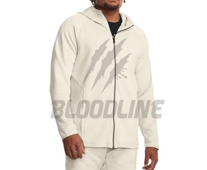 Sudadera con Capucha y Cremallera para Hombre, Color Gris Claro, Estampado de Garra, Transpirable, Corte Regular, Estilo Casual para Otoño - Product Image 5
