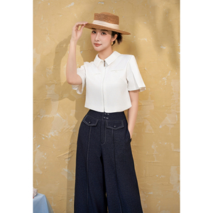 Blusa Elegante Blanca para Mujer con Cierre Frontal, Estilo Oficina, Casual de Negocios, Cómoda, Tipo Croptop, ODM OEM LEX - Product Image 1