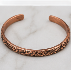 Handcrafted Botanical Flower Solid Copper Wrist <b>Bangle</b> Bracelet Fashionable Metal Jewelry Exquisite Craftsmanship - Product Image 2