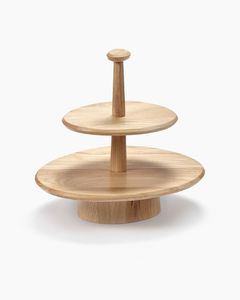 Soporte funcional de madera para exhibir pasteles en la encimera de la cocina, con madera natural y plataforma estable. - Product Image 5
