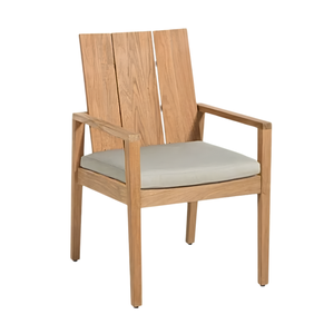 เก้าอี้รับประทานอาหารกลางแจ้งไม้สักแท้ พนักพิงสูง พร้อมเบาะรองนั่ง - Product Image 1