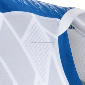 Tenue d'entraînement et de course à col en V couleur blanche et bleue bonne qualité vêtements d'entraînement d'équipe respirants uniformes de football - Product Image 6