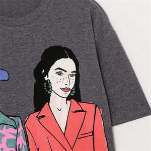 Proveedor de Camisetas Casuales Estampadas para Mujer OEM, Tela de Algodón Suave y Transpirable de Alta Calidad, Corte Holgado para Marca Privada - Product Image 4