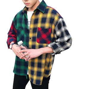 Camisa de Franela Personalizada para Hombre, Manga Larga, Estilo Nova, Casual, Hip Hop, en Amarillo, Blanco y Negro, Antiarrugas, Tejido Twill, para Otoño - Product Image 5