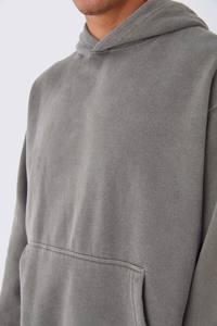 Sweat-shirt à capuche oversize en polaire pour homme, gris uni, coupe décontractée, avec poches, idéal pour l'automne - Product Image 6