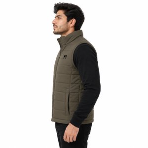 Gilet matelassé pour homme à col montant et fermeture éclair, sans manches, style doudoune, vêtement d'extérieur décontracté et chaud, vente en gros, OEM, vestes personnalisées pour homme - Product Image 3