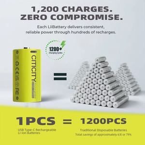 CITICITY Pilas Recargables Tipo D con Cargador USB, Iones de Litio 1.5V 7400mAh, 1200 Ciclos, 6.9 Horas de Tiempo de Carga, para Juguetes - Product Image 6