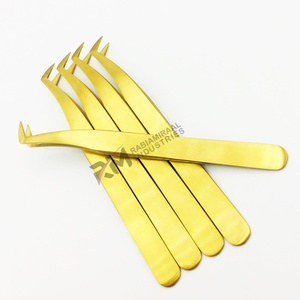 Plain Grip Precision Eyelash Tweezers Set Gold Plasma Plated Smooth Tip Stainless Steel Tweezer For Eyelash Extension - Product Image 3