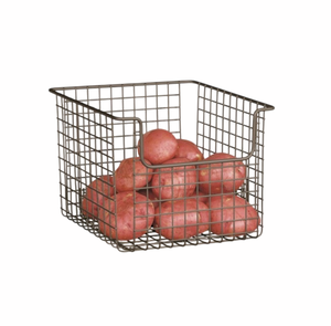 Square Metal Wire Storage <b>Basket</b> With Handles Simple Design Multi-Purpose Neatening Organizer Bathroom and <b>Linen</b> Storage <b>Basket</b> - Product Image 5