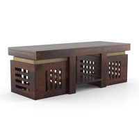 Table basse en bois sculpté artisanal, hauteur réglable, en teck, style moderne, pour salon
