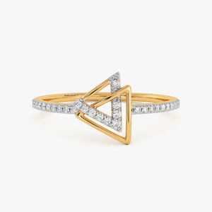 Bague pour femme VAAYUJEWELS avec diamant de laboratoire en or 10K, 14K, 18K et argent 935 ou 925, design minimaliste triangulaire, taille brillant rond - Product Image 3