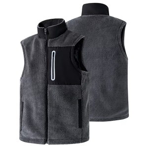 <b>Men's</b> Winter Sherpa <b>Fleece</b> Vests Stand Collar Zipper Closure Windproof Breathable Casual Outerwear Sherpa <b>Fleece</b> <b>Gilets</b> - Product Image 1