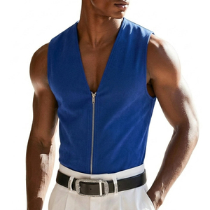 Factory Direct Men's Full Zip Tank <b>Top</b> Streetwear Fashion Casual Wear Sleeveless Stylish Wholesale Customizable Tank <b>Top</b> For Men - Product Image 5