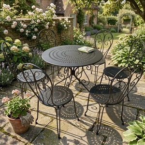 Heavy Duty Wrought Iron Patio Dining Set Weather Resistant <b>Outdoor</b> Garden Furniture <b>Table</b> <b>and</b> <b>Chairs</b> - Product Image 3