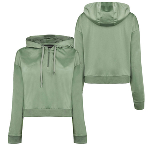 New Arrival Women Hooded Sweatshirt Long Sleeve Cropped Solid Color Knitted Cotton Breathable Autumn Style - Product Image 6
