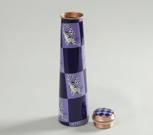 Botella de Agua de Cobre con Patrón de Tigre Morado, Tapa con Pajita, Libre de BPA, Ecológica, Anticorrosiva, Apta para Lavavajillas, para Viajes, Senderismo y Actividades al Aire Libre - Product Image 2