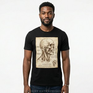 T-shirt personnalisé pour homme, motif crâne anatomique vintage, en coton, design rétro, streetwear, fournisseur de t-shirts pour homme - Product Image 1