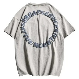 เสื้อยืดคอตตอนพิมพ์ลายพัฟฟ์คุณภาพสูง ผลิตตามสั่งจากโรงงาน 100% ผ้าฝ้าย พิมพ์โลโก้ได้ ทรงหลวม คอกลม สไตล์ลำลอง สำหรับผู้ชาย - Product Image 5