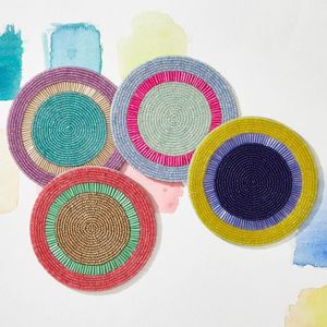 Decorative Embroidery Beaded Coaster Handcrafted <b>Table</b> <b>Protector</b> for Dining and Coffee <b>Tables</b> - Product Image 1