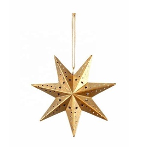 Ornement d'arbre de Noël en laiton doré de haute qualité arbre de Noël suspendu cloche en laiton étoile décorative décor d'arbre de Noël - Product Image 2