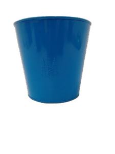 Maceta metálica azul con diseño moderno de rayas verticales, maceta decorativa para interiores y exteriores, duradera, resistente al óxido, para jardín. - Product Image 4