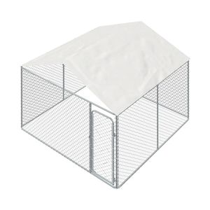 Recinto per cani da esterno 3x3m con copertura e cancello bloccabile, recinzione a rete metallica da 1,8m per esercizio e gioco dei maiali - Product Image 4