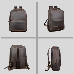 Nueva moda, nueva tendencia, mochila deportiva de cuero genuino personalizada para hombre, mochila de cuero de color sólido, duradera e impermeable. - Product Image 3