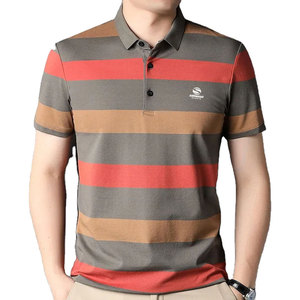 เสื้อโปโลชายลายทาง ผ้าคอตตอนผสม แขนสั้น สไตล์ลำลอง ใส่สบายสำหรับฤดูร้อน ทรงปกติ ระบายอากาศได้ดี แฟชั่น รับผลิตตามแบบ OEM - Product Image 3