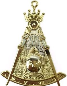 Jouet de collier maçonnique en or - Nouveau modèle Past Master, taille standard, plaqué or - Product Image 1