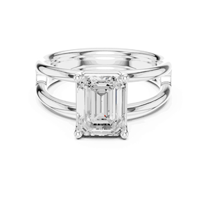 Bague de fiançailles solitaire en diamant de laboratoire taille émeraude 2 carats, à quatre griffes, avec tige fendue, en or massif 14K 18K, bijoux de mariée - Product Image 3