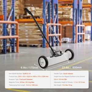 Spazzatrice Magnetica per Prato da 18 Pollici con Ruote, Capacità di Raccolta 45 Libbre, Separatore Magnetico a Spinta - Product Image 3