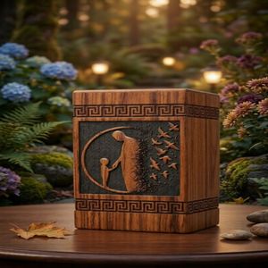 Custom Wooden <b>Memorial</b> Urn Engraved Cremation <b>Keepsake</b> <b>Box</b> Remembrance Gift Nature <b>Memorial</b> Container - Product Image 1
