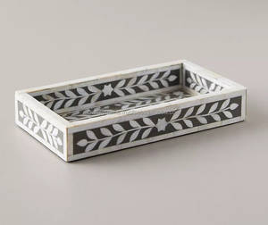 Latest Design Wood Resin Storage <b>Tray</b> High Quality Handcrafted Natural Bone Inlay Home Rectangular Food Storage <b>Tray</b> - Product Image 1