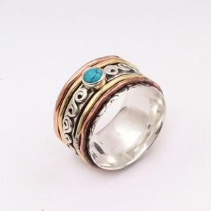 Wholesale Natural Turquoise <b>Spinner</b> <b>Ring</b> <b>925</b> <b>Sterling</b> <b>Silver</b> Handmade Boho Meditation Fidget <b>Ring</b> Women Gemstone Jewelry - Product Image 3