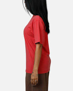 Women Red Crew Neck T-Shirt Short Sleeve Loose Fit 100% Cotton Plain Dyed Jersey Casual Style Everyday <b>Comfort</b> Wear - Product Image 2