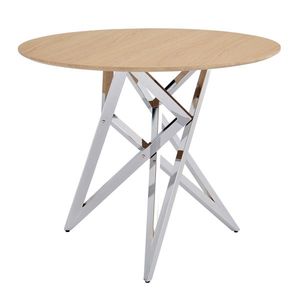 37-Inch Modern <b>Round</b> Dining <b>Table</b> with Silver Metal Legs for 2-4 People <b>Small</b> Kitchen <b>Table</b> for Optimal Space Utilization - Product Image 5