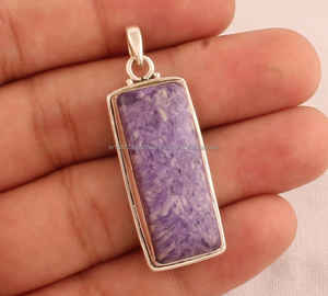 925 pendentif en argent Sterling Design Unique pendentif Charoite bijoux en pierres précieuses pendentif fait main bijoux anciens cadeaux pour femme - Product Image 5