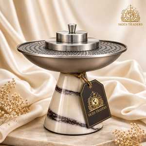 Brûleur d'encens de luxe en marbre et métal, support moderne pour Bakhoor, encensoir à charbon décoratif pour la maison - Product Image 1