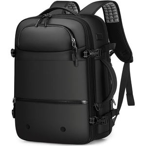 Sleek Black Expandable Travel Laptop <b>Backpack</b> <b>Water</b> <b>Resistant</b> Business Duffel Rucksack - Product Image 5