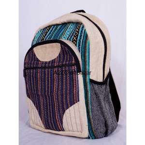 Sac à dos artisanal unisexe de taille moyenne en toile 100% coton, léger, vintage, 20L, pour camping et natation, avec fermeture éclair et boucle - Product Image 3