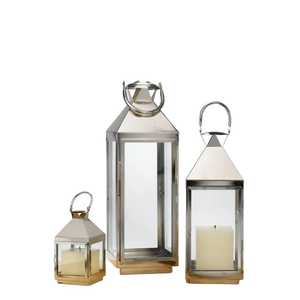 Pair of <b>silver</b> hexagonal <b>lanterns</b> ornate cutout panels glass sides domed tops ring handles rustic farmhouse indoor outdoor - Product Image 6