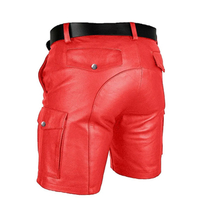 Shorts cargo rouges pour hommes avec poches, fermeture éclair, style décontracté, taille mi-haute, longueur courte - Product Image 2