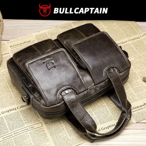 Maletín BULLCAPTAIN de cuero vacuno de primera capa, bolso de mano retro para hombre, bandolera de gran capacidad, bolso informal para computadora, bolso de hombro para hombre - Product Image 4