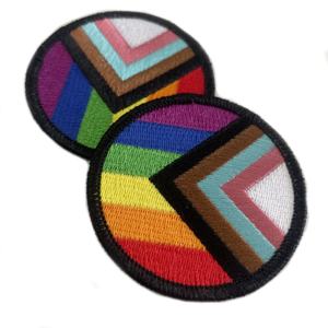Circular Embroidered Rainbow Pride Patch with Safety <b>Pin</b> Customized Fabric Design for Garment Application - Product Image 1