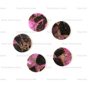 Piedras Preciosas Sueltas de Turquesa Kingman de Alta Calidad al por Mayor, Estilo Moneda Plana de 12 mm, Color Rosa, Negro y Cobre, para la Fabricación de Joyas - Product Image 1